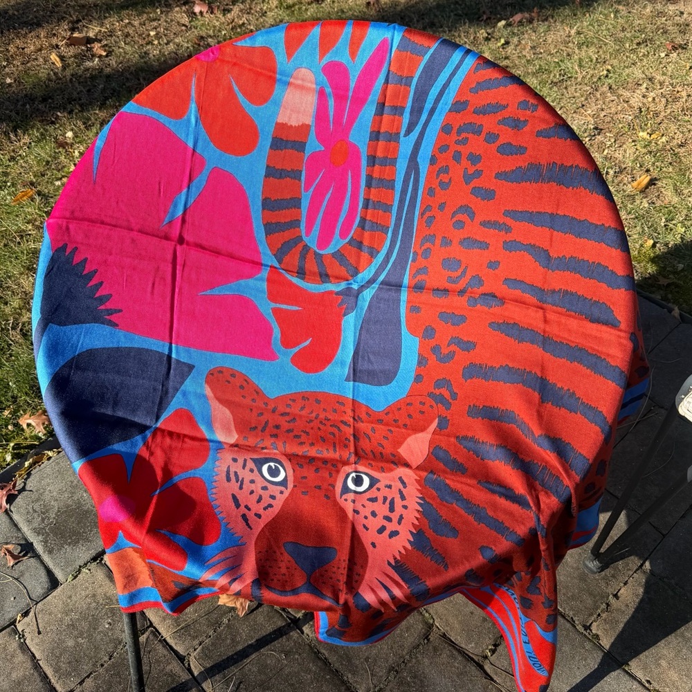 NWT Inoui Editions Folk square scarf in red/blue combo